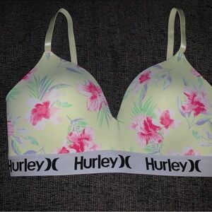 Hurley Women's Tropical Floral Bra - Pink and Green